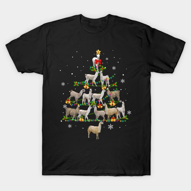 Cute Llama Christmas Tree Xmas Gift T-Shirt by Simpsonfft